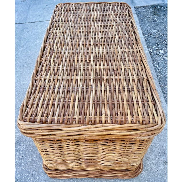 1970's Coastal Style Wicker Trunk For Sale - Image 4 of 12