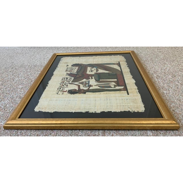 Vintage Egyptian Papyrus Painting For Sale In Los Angeles - Image 6 of 10