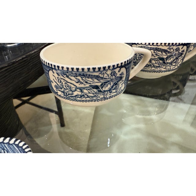 Large Collection of Currier & Ives Vintage Dish Set, With Glasses (70 Pieces Total) For Sale - Image 6 of 18