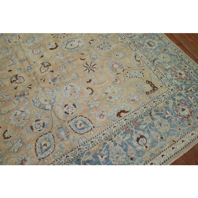 Persian Meshed Beige Blue Teal Antique Rug - 10' x 13' For Sale - Image 9 of 12