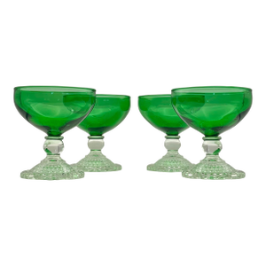 1950’s Anchor Hocking Forest Green Champagne/ Sherbet Glasses- Set of 4