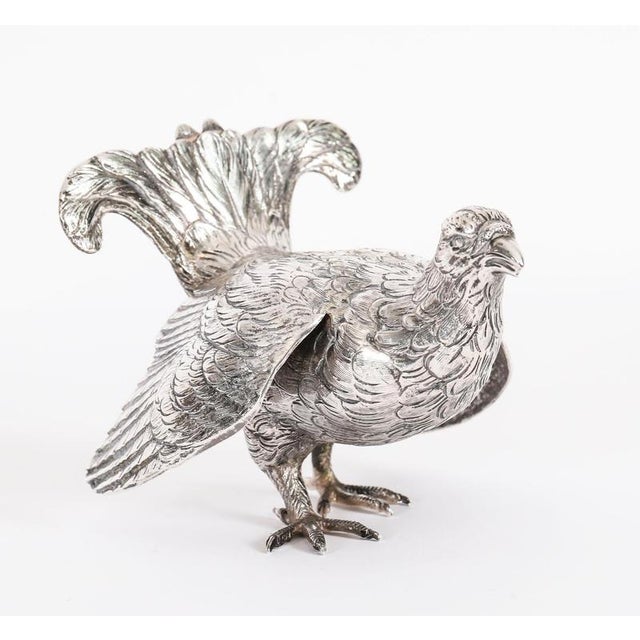 Antique Belgian Silver Grouse Game Birds, 19th Century, Set of 2 For Sale - Image 12 of 18