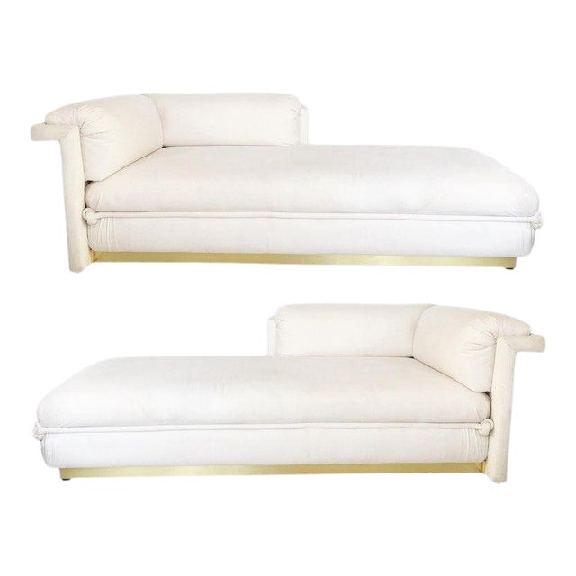 Two French Art Deco Chaise Lounges with Brass Base Chairish
