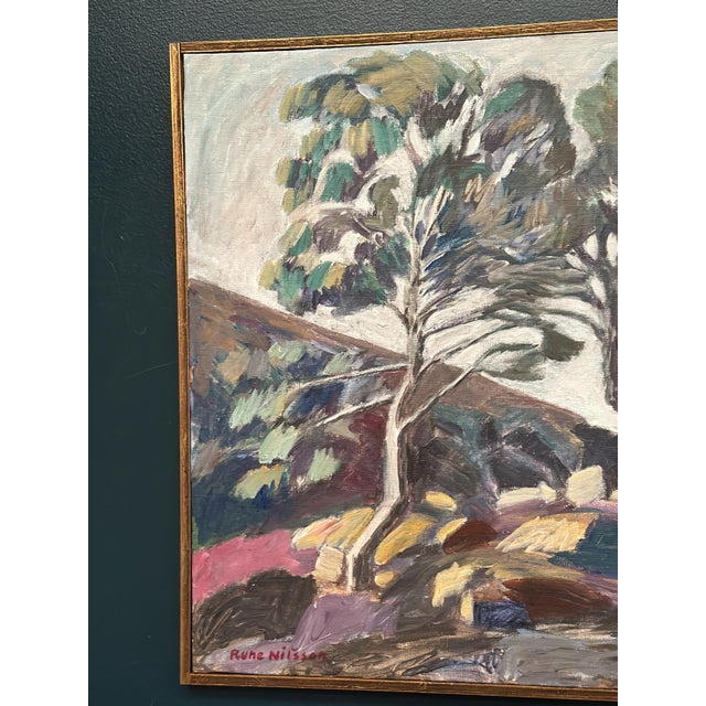 Original Swedish Oil on Canvas – “Birches” by Rune Nilsson (1927–1996) – Signed – Vintage & Framed – 67 × 56 cm (26.4" ×...