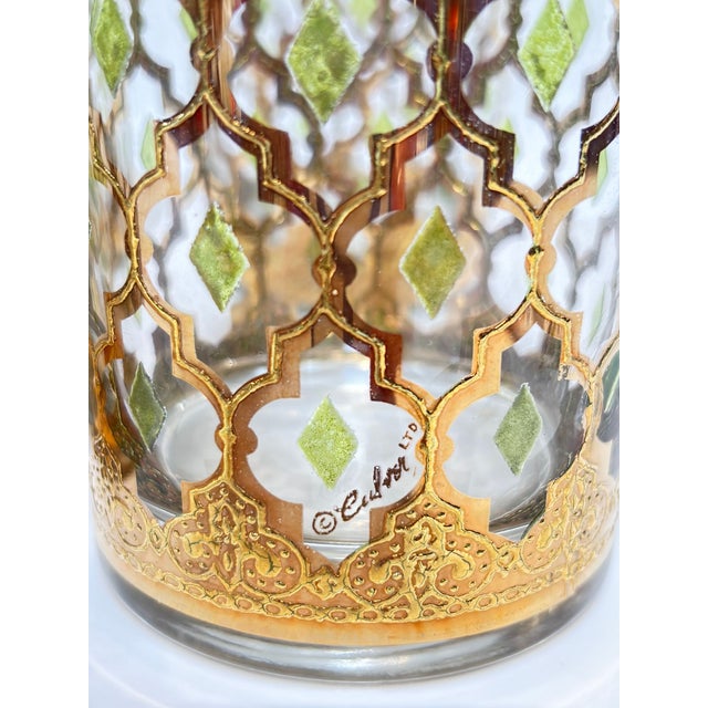 Glass Vintage Set of 4 Old Fashioned Valencia by Culver With 22-Karat Gold For Sale - Image 7 of 12