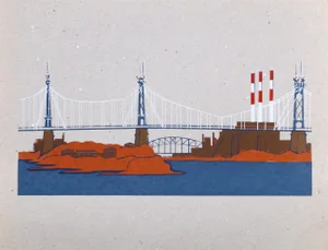 Queensborough Bridge, Allan Simpson Screenprint on Recycled Paper