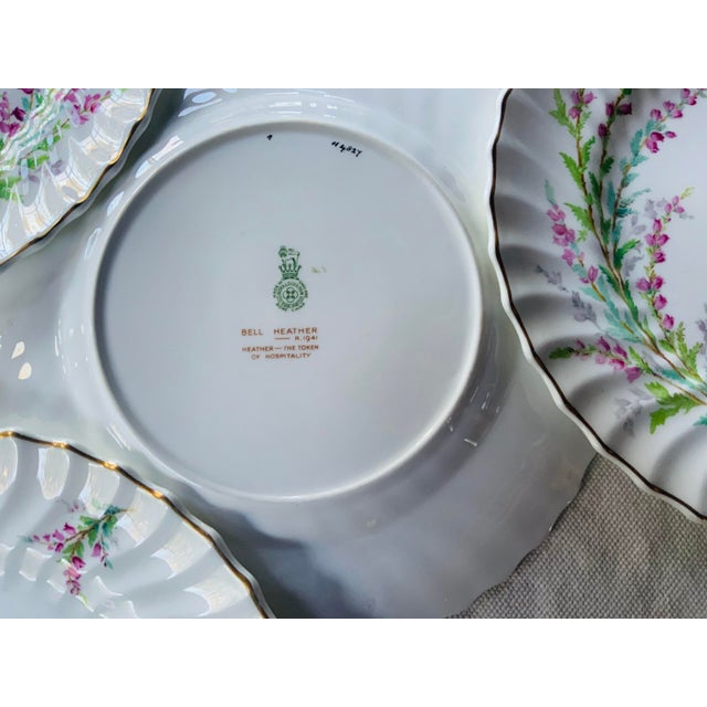 Royal Doulton "Bell Heather" Hand-Painted Dinner Plates - Set of 4 - Signed P. Curnock - 1940s For Sale - Image 9 of 12