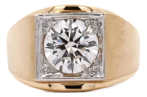 Igi Certified 3.83 Carat G/Vs1 Lab Grown Diamond 18k Gold Matte Mens Ring