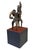 This vintage Dogon bronze equestrian figure on a black wooden stand is a mrammuo—a traditional gold weight—measuring 4.75"...