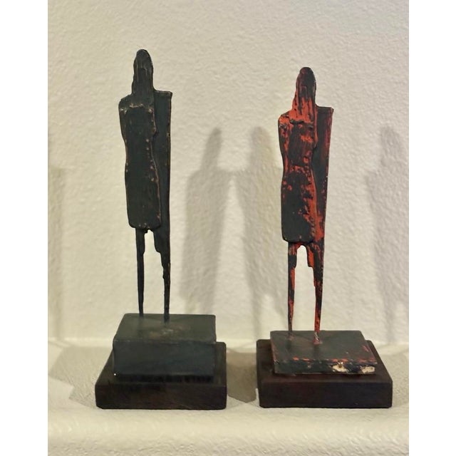 Tom Bostelle Pair of Bronze Abstract Standing Figures by Tom Bostelle (8.5” H Each) For Sale - Image 4 of 9