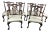Carved Mahogany Chippendale Dining Chairs, Set of 6, White Faux Leather For Sale