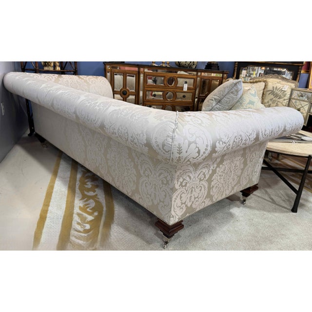 Wood Ralph Lauren Heiress Sofa W/ Damask Upholstery For Sale - Image 7 of 14