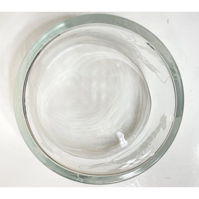 1990s 1990s Etched Glass Bowl With Lobsters For Sale - Image 5 of 10