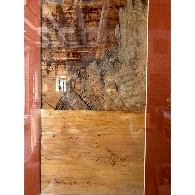 Vintage Hawaiian Banana Leaf Bark Art Landscape – Mixed Media Natural Fiber Collage, Wood Frame For Sale In Miami - Image 6 of 12