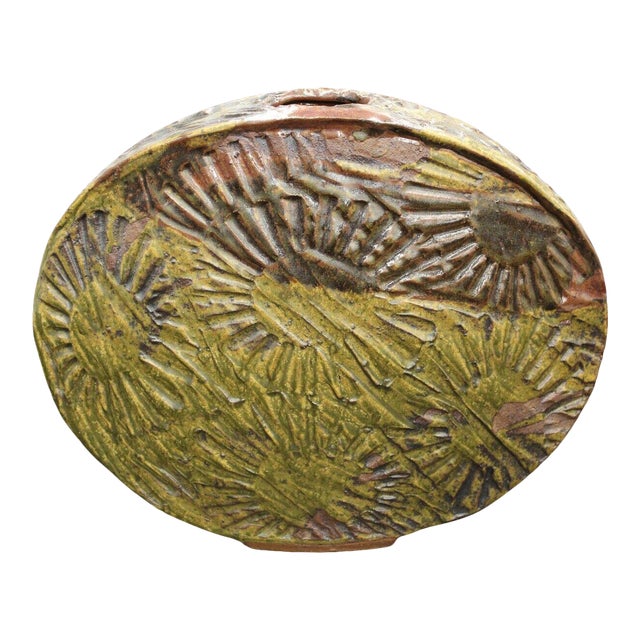 1990s Aleph Hammer Brutalist Outsider Art Oval Vase For Sale