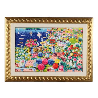 Athos Faccincani, Spring on the Amalfi Coast, Silkscreen on Canvas, Framed For Sale