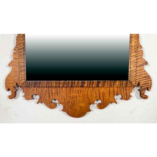 Bespoke Chippendale Style Wall Mirror in Tiger Maple by Armand LaMontagne For Sale - Image 4 of 6