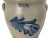Rare Small 1 Gallon Size Antique Evan Jones Pittston Pennsylvania Blue Decorated Stoneware Cream Jar With Handles For Sale In Boston - Image 6 of 12