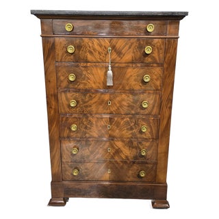 Tall French Chest of Drawers in Mahogany, 1880 For Sale