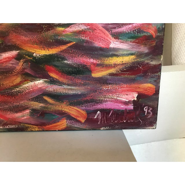 Goldfish Parade Original Abstract Expressionism Oil Painting by Monique Nichols For Sale - Image 4 of 11