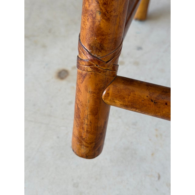 Brown Vintage Chinoiserie Regency Horseshoe Bamboo Rattan & Cane Side Chair For Sale - Image 8 of 12