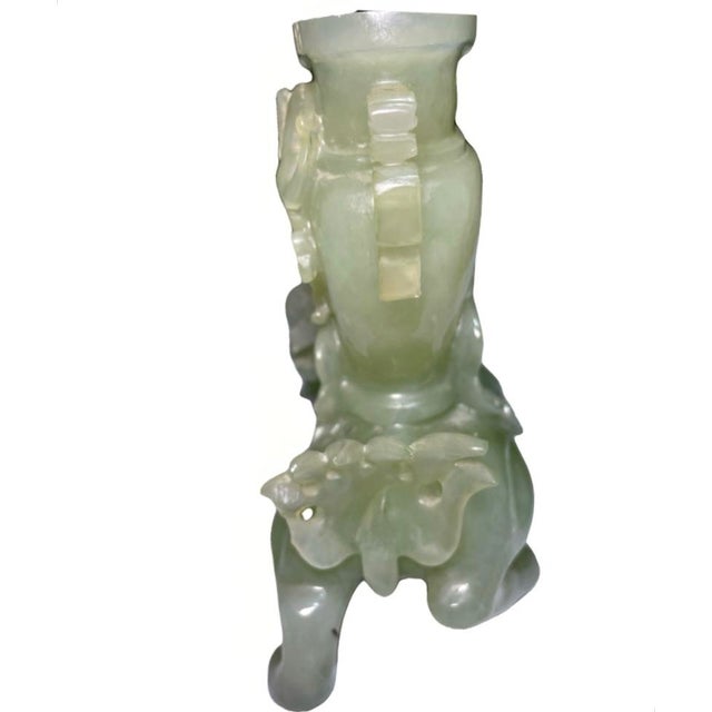 Mid 20th Century Sculpted Jade Foo Dog Open Urn, Very Translucent Xiu Jade For Sale In South Bend - Image 6 of 8