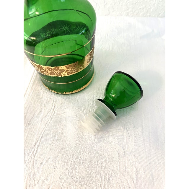 Mid-Century Italian Emerald Green Glass Decanter For Sale - Image 4 of 4