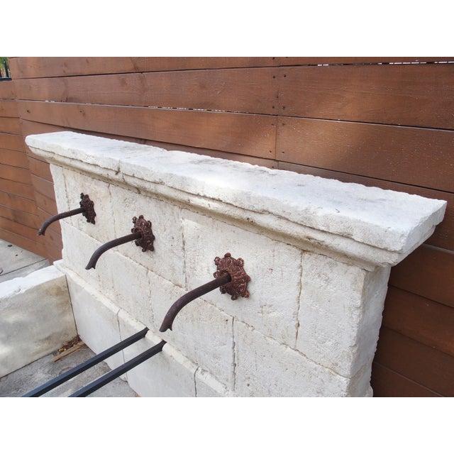 Large Sault Triple Spout Limestone Wall Fountain From Provence, France For Sale - Image 10 of 18