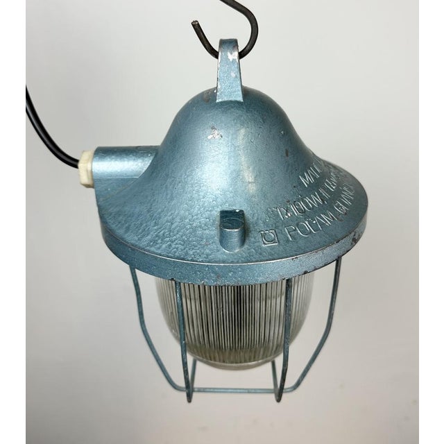Blue Industrial Bunker Light from Polam Gdansk, 1970s, 1960s For Sale - Image 6 of 15