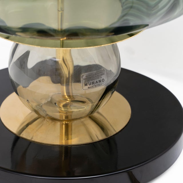 Glass Geometric Murano Glass Table Lamps in Green and White from Sottsass, 2000, Set of 2 For Sale - Image 7 of 8