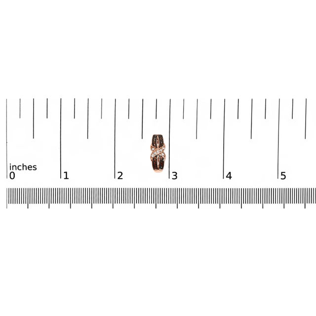 Early 21st Century 10K Rose Gold 1/3 Cttw White and Brown Diamond Milgrain Criss Cross J-Hoop Earrings (I-J Color, I1-I For Sale - Image 5 of 5