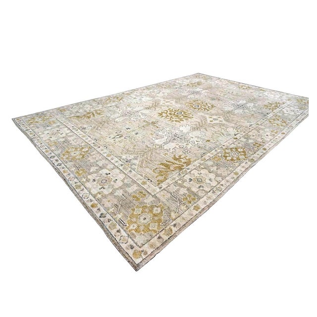 Early 21st Century 21st Century Turkish Oushak 10x14 Beige, Ivory, & Gold Handmade Area Rug #1144072 For Sale - Image 5 of 11