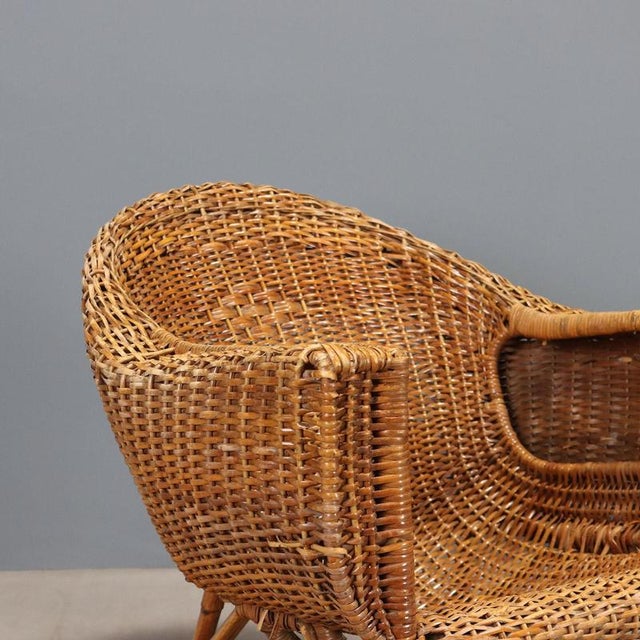 Wicker and Bamboo Lounge Chairs, 1950s, Set of 2 For Sale - Image 3 of 10