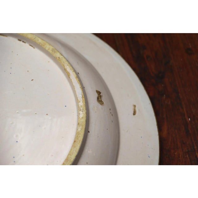 19th Century Portuguese Large Blue and White Wall Plate Depicting Palaces, Earthenware, Faience For Sale - Image 12 of 13