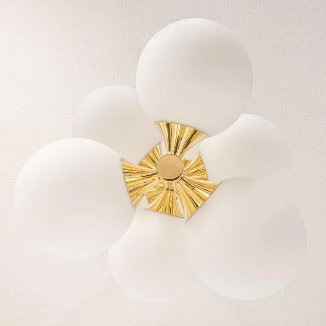 Large Stunning Kaiser Sputnik Glass Globes Chandelier, Germany, 1970s For Sale - Image 6 of 10