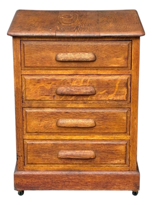 Antique Victorian Oak Four Drawer Oak Wood File Cabinet With Pull Out Work Tab