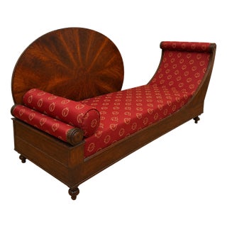 Empire Restoration Chaise Lounge in Flame Mahogany For Sale