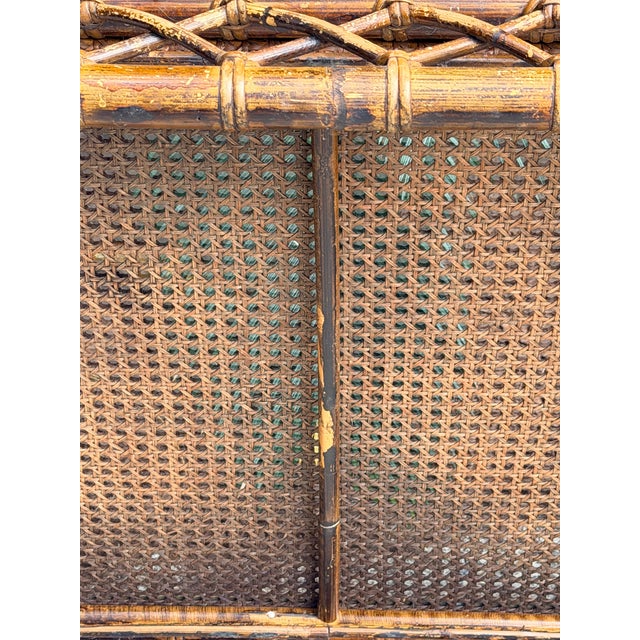 Rattan Cane Bamboo Coffee Table 1960s Tortoise Style For Sale - Image 11 of 16