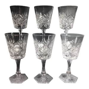 American Brilliant Cut Crystal Goblets - Set of 6