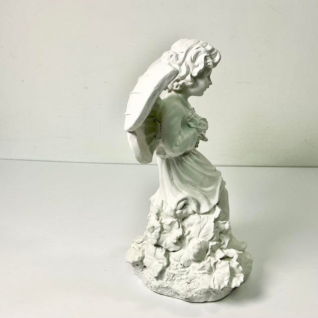 Off-white 1980s Vintage Art Nouveau Boho Chic Blanca Garden Angel Figurine. For Sale - Image 8 of 13