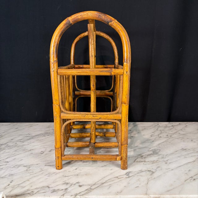 Wood British Style Burnt Bamboo Magazine Rack For Sale - Image 7 of 8