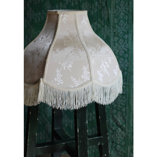 1970s Large Off White Fringe Lampshade For Sale - Image 6 of 9