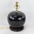 A Pair Early 20th Century Black Monochrome Porcelain Watermelon Jar Table Lamps on Carved Wood Bases For Sale - Image 9 of 15