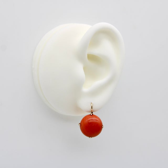 1900-1909 Pre-Revolutionary 14k Gold Coral Earrings, A Pair For Sale - Image 10 of 11
