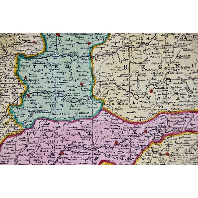 Spain and Portugal: A Hand-Colored 17th/18th Century Map by Visscher, 1725 For Sale - Image 12 of 12