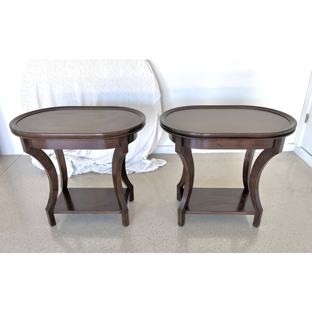 Contemporary Dark Wood Oversized End Tables, Nightstands - Set of 2 For Sale - Image 3 of 12