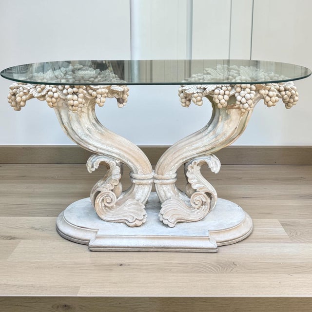 Neo-Classical Style Cerused and Carved Wood Cornucopia Form Console Table For Sale - Image 4 of 4
