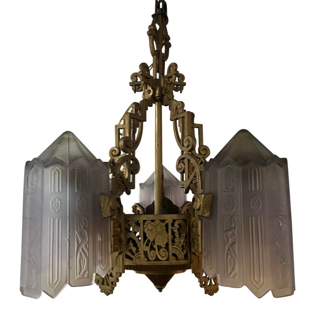 1932 Grande Dame of American Art Deco Lighting, Lincoln Chandelie For Sale