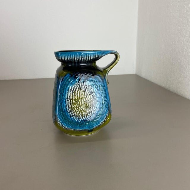 Article: Pottery ceramic vase. Producer: JASBA Ceramic, Germany. Decade: 1970s. Original vintage 1970s pottery ceramic...