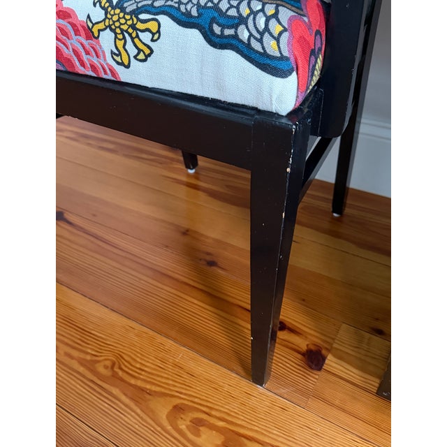 Black Mid 20th Century Schumacher Upholstered Greek Key Pair of Chairs For Sale - Image 8 of 8